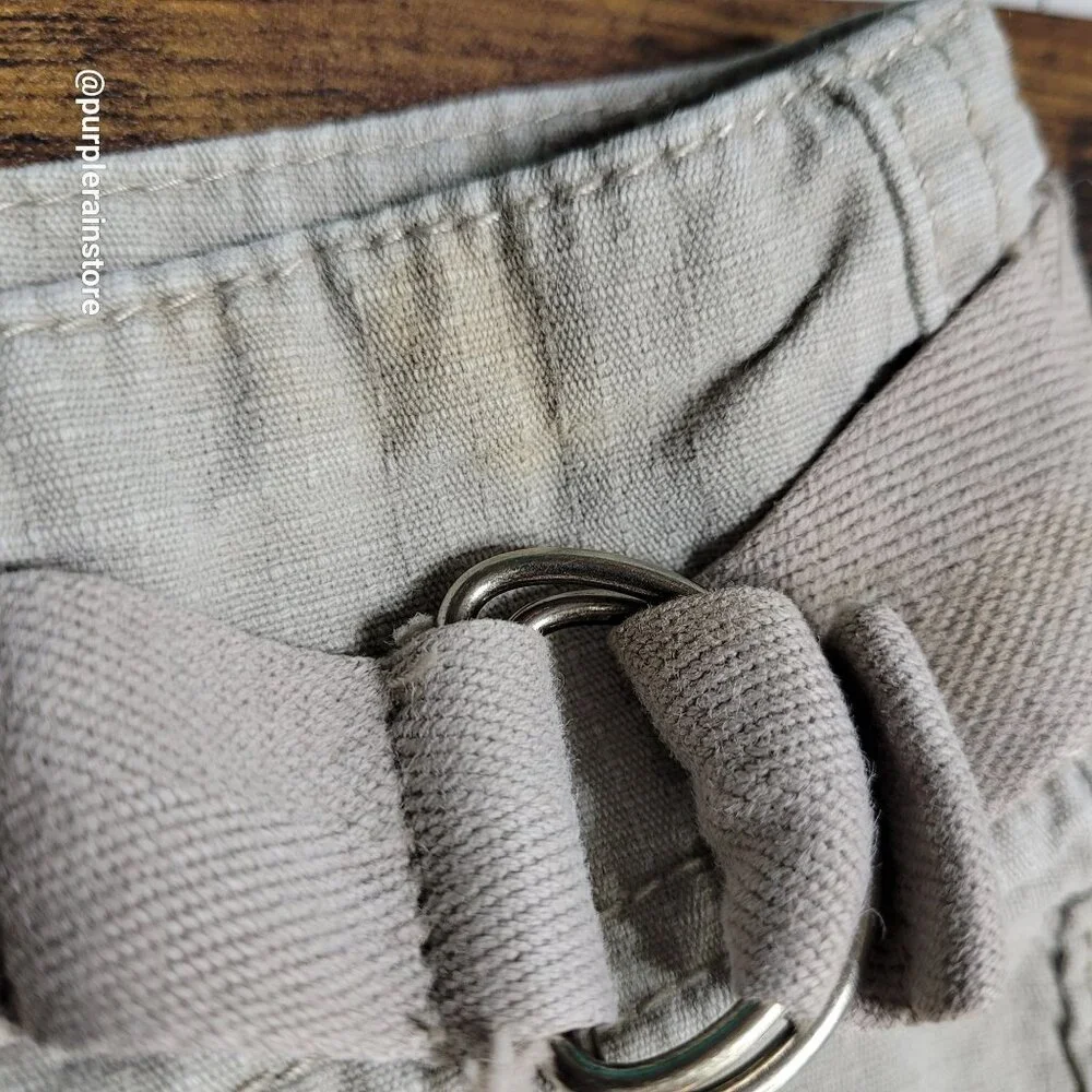 French Cuff Cargo Capri Pants 10 Mid Rise Rip Stop Beige Outdoor Preppy Gorpcore - Picture 3 of 11